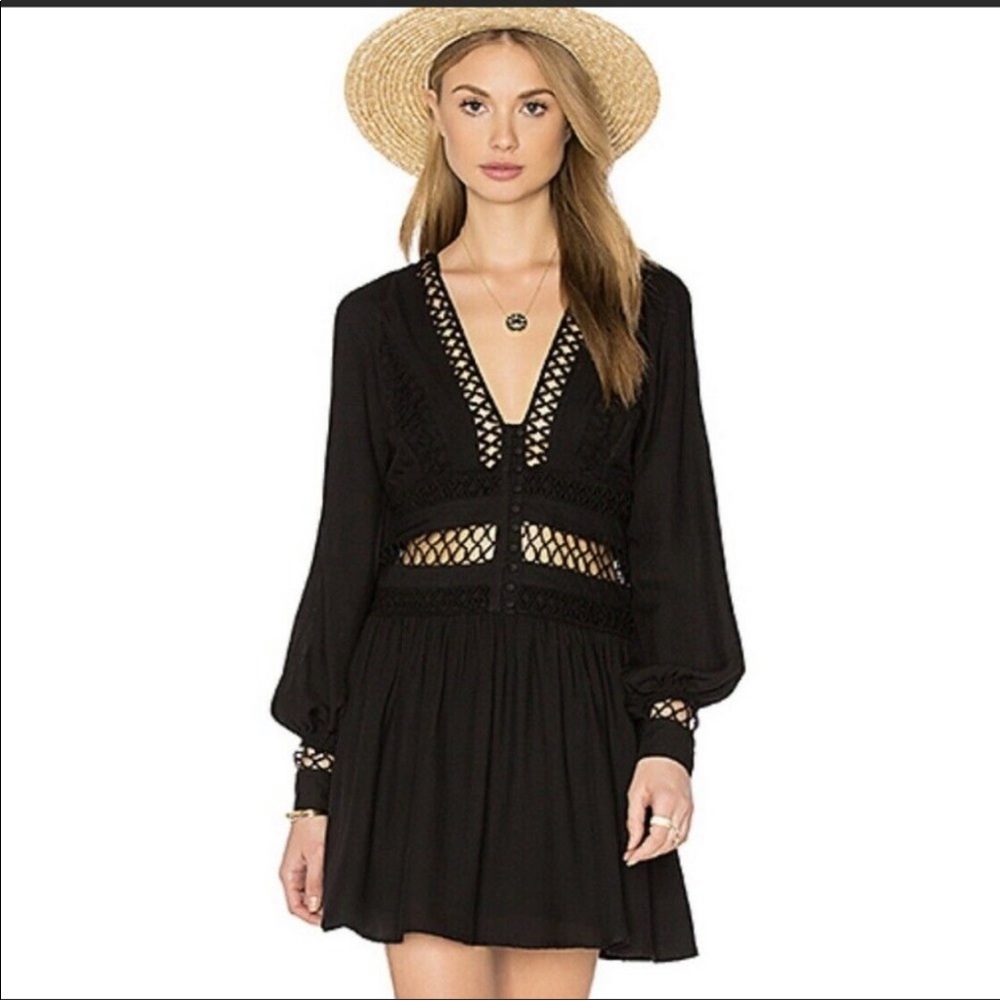 Free People Black I Think I Love You Dress